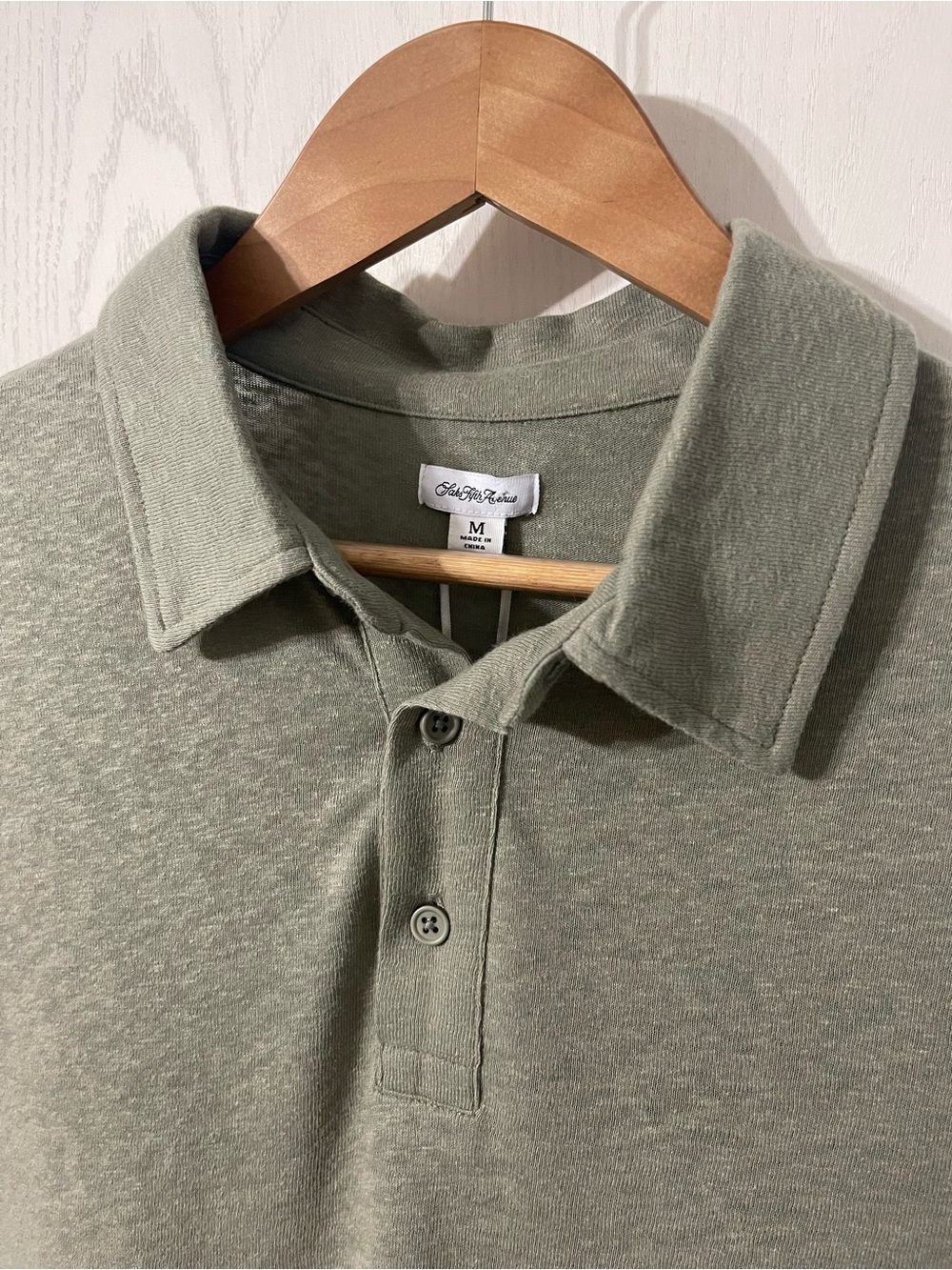 Saks Fifth Avenue Men's Linen Green Polo Shirt